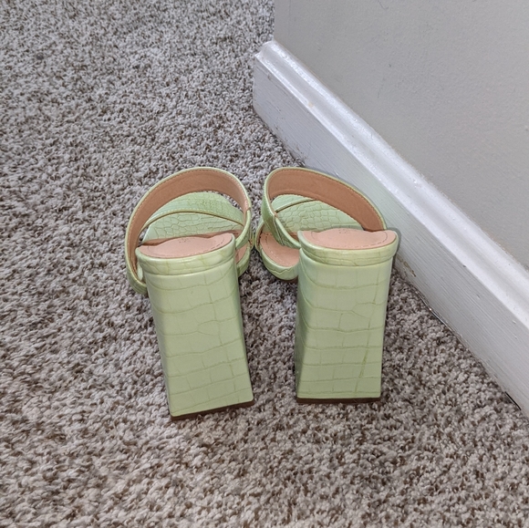 Fashion Nova Cheer is Here Green Mule Heels - Picture 5 of 6